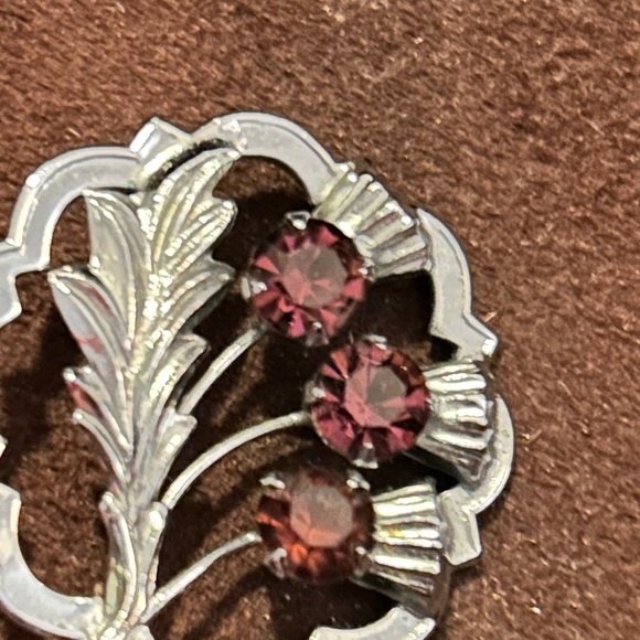 Signed Mizpah Vintage Silver plated Celtic Brooch - Scottish Thistle 1940’s EUC - Picture 5 of 10